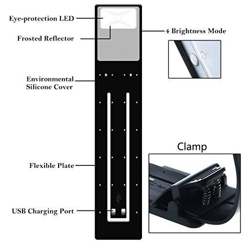 Ytuomzi Ytuomzi Book Light, LED Reading Lamp USB Rechargeable Flexible Night Light 4 Level Brightness 360Adjustable Clip on Work/Desk/Bed Lights for Amazon Kindle/eBook Reader/Book/iPad