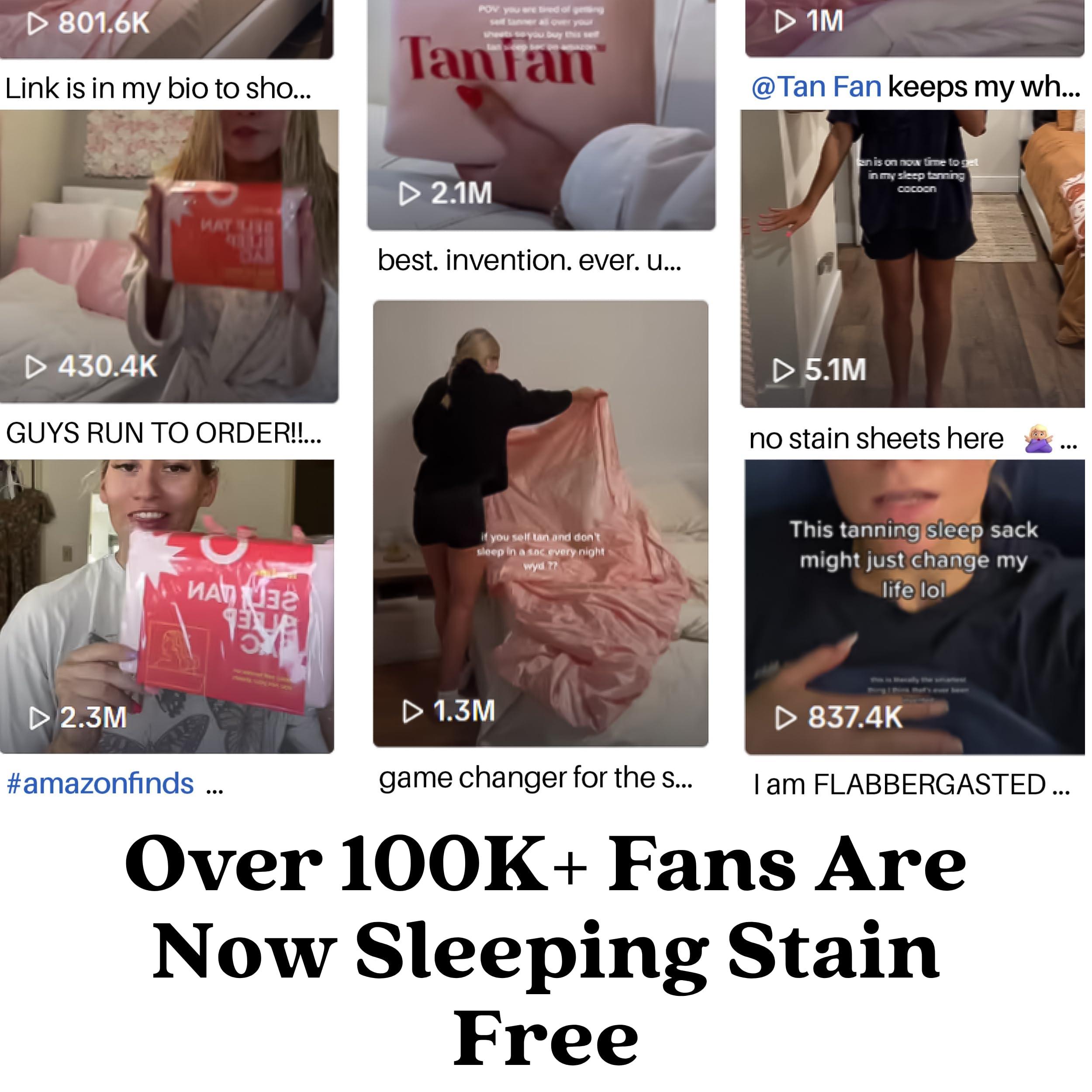 Tan Fan Tan Fan Self Tan Sleep Sac - Keep Sheets Clean from Self Tanner Stains - 100% Cool Silky Lightweight Poly - Wont Transfer Rub or Absorb Tanning Lotion - Roomy Breathable Large w Foot Openings (Pink)