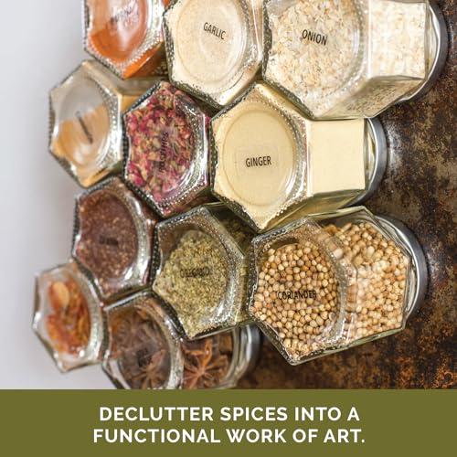 Gneiss Spice Gneiss Spice Magnetic Jars: Includes 24 Large Empty Glass Jars (4 oz), Magnetic Metal Lids & Spice Labels | Create a Hanging Spice Rack on Your Fridge