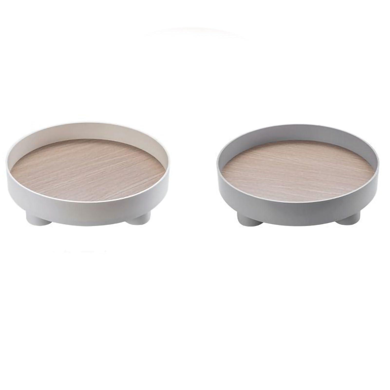 plplaaoo Snack Storage Tray,Round Plastic Tray, Vanity Serve Tray, Modern Round Plastic Tray - Stylish Decorative Desktop Organizer Tray for Snacks, Accessories and Cosmetic Dresser Storage(White), round