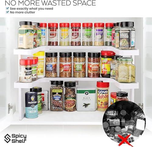Spicy Shelf Spicy Shelf Deluxe - Expandable Spice Rack and Stackable Cabinet & Pantry Organizer (1 Set of 2 Shelves) - As seen on TV Deluxe (Spicy Shelf Organizer) - Pantry Organization - Pantry Spice Organizer