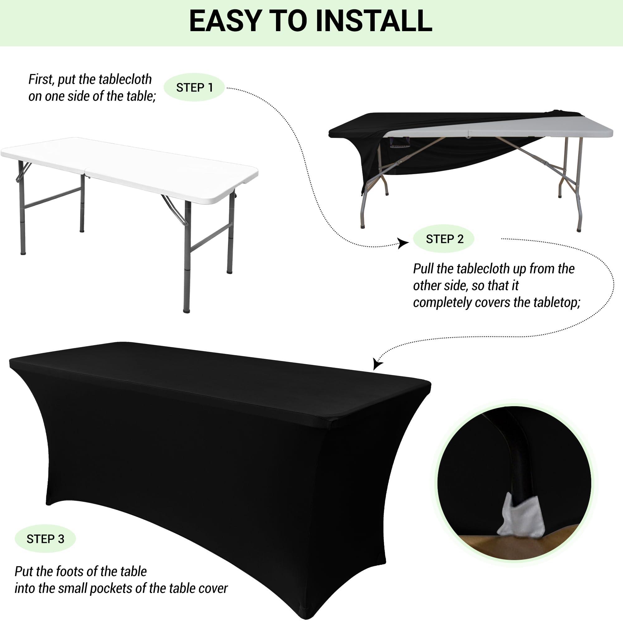 Obstal Obstal 6 Pack Stretch Spandex Red Table Covers for 8 Foot Tables - 8 FT Universal Rectangular Fitted Tablecloth Protector for Wedding, Banquet, Party, 96 Length x 30 Width x 30 Height Inches