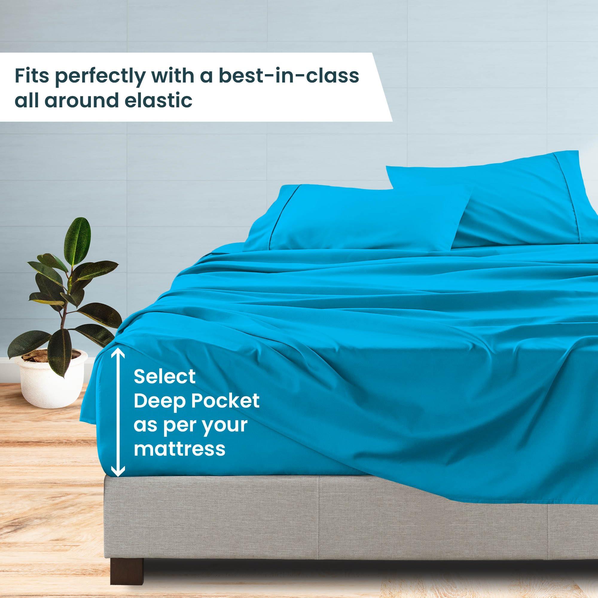 Sophia Cotton Club King Size Sheets Hotel Luxury Soft 550-TC Egyptian Cotton - Sheet Set for King Size (76x80) Mattress Fits 24-26 Inches Fully Elastic Deep Pocket (Solid, Turquoise)