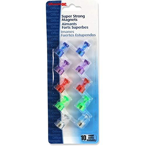Officemate Officemate Push pin Magnets, Assorted Translucent, 0.75\" Diameter x 0.38\"h, 10/Pack