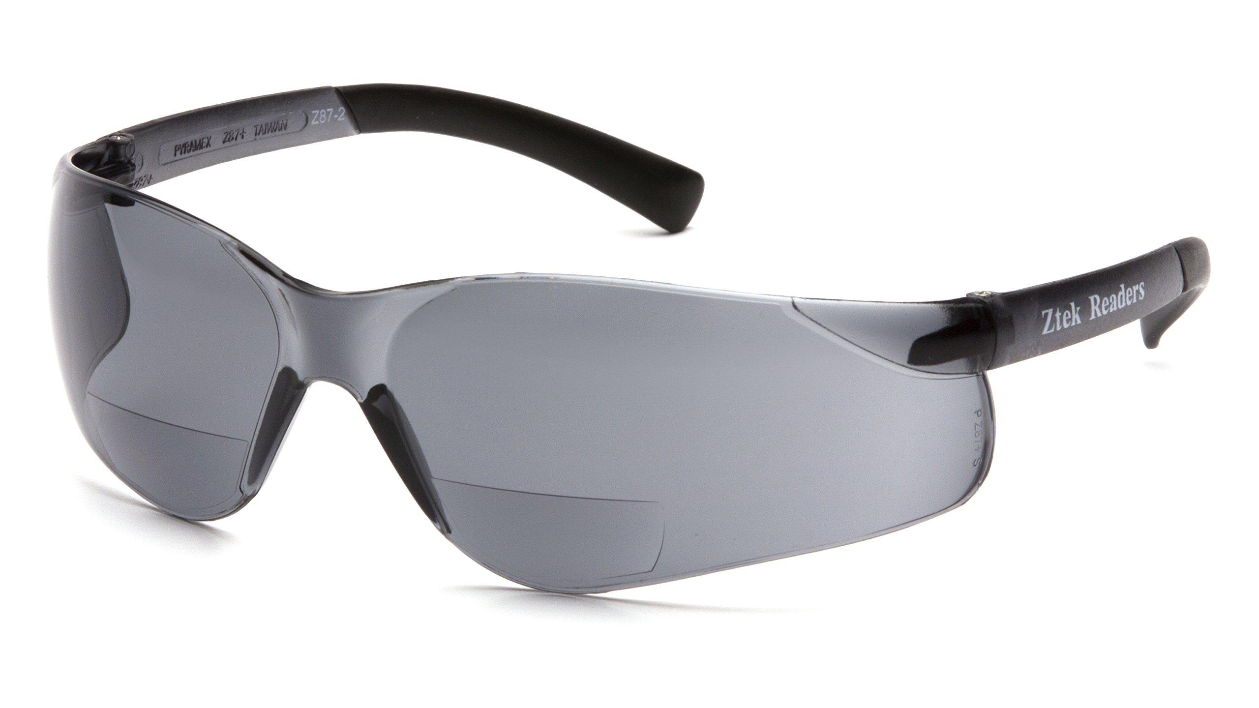 Pyramex Safety Pyramex S2520R15 Ztek Safety Glasses 1.5 Bifocal Reader Gray Lens Gray Frame ANSI Z87+