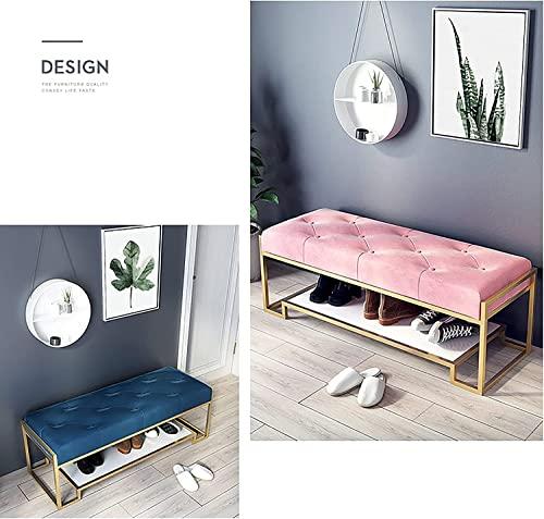 ORBATT Entryway Bench, Shoe Bench for Living Room, Shoe Storage Bench Entryway Shoe Rack with Cushioned Seat for Entryway Living Room Bedroom Hallway Metal Furniture ( Color : Dark Green , Size : 80*40*43cm