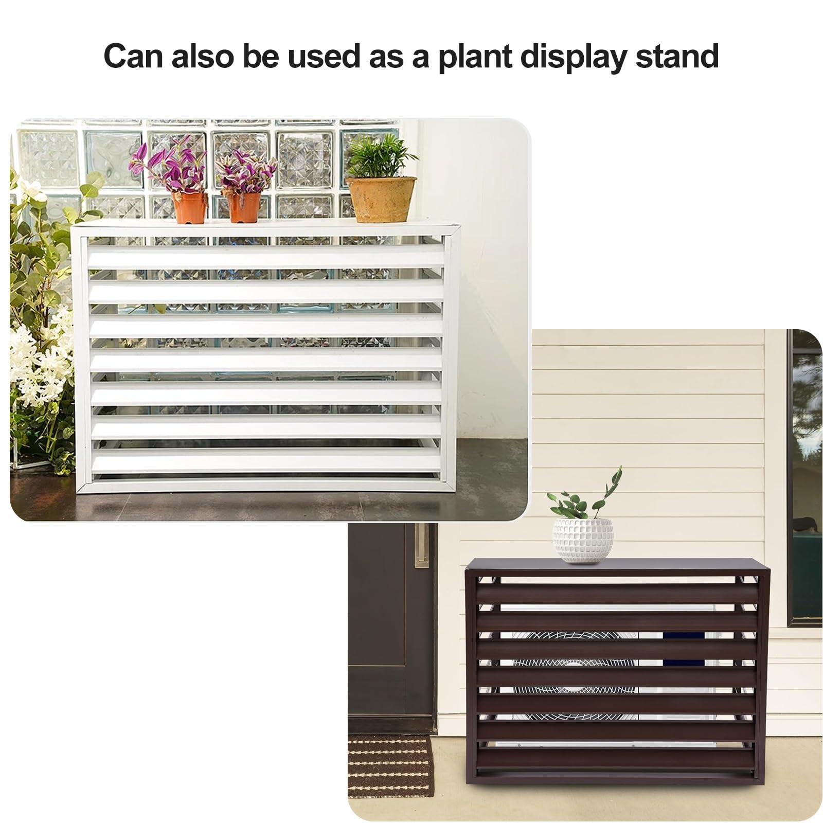 TRUNXUCL TRUNXUCL Aluminum Air Conditioner Covers for Outside Units, Anti Theft Sturdy Air Conditioner Privacy Fence Air Conditioner Fence for Outdoor (Color : Brown, Size : 110x80x60cm/43x32x24in)