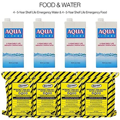 Ready America Ready America 72 Hour Deluxe Emergency Kit, 4-Person 3-Day Backpack, First Aid Kit, Survival Blanket, Power Station, Emergency Food, Portable Disaster Preparedness Go-Bag for Earthquake, Fire, Flood