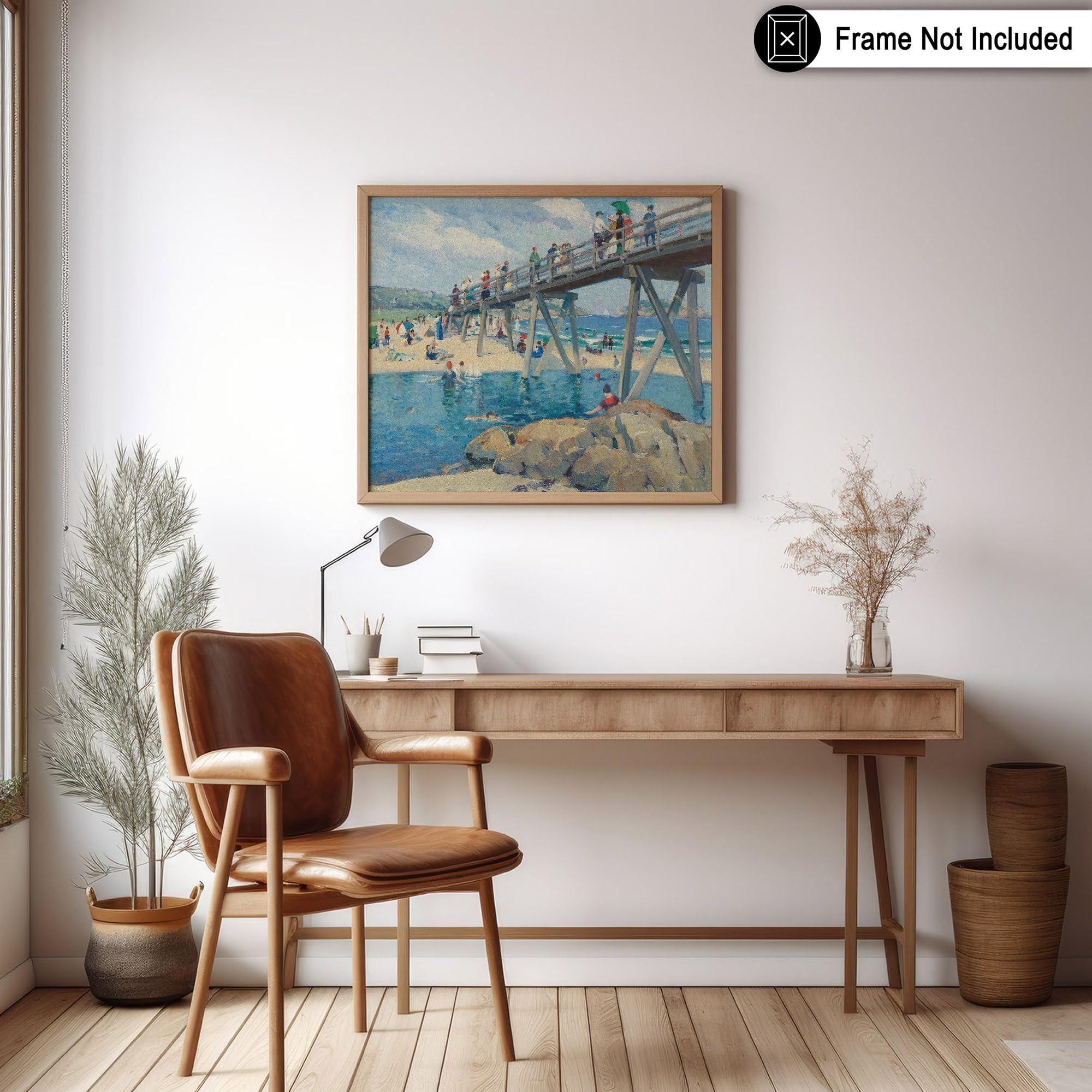 Poster Master Poster Master Vintage Beach Poster - Retro Good Harbor Beach Print - Massachusetts Art - Cool Travel Gift for Her, Him - Wall Decor for Bedroom, Bathroom, Lake or Beach House - 8x10 UNFRAMED Wall Art