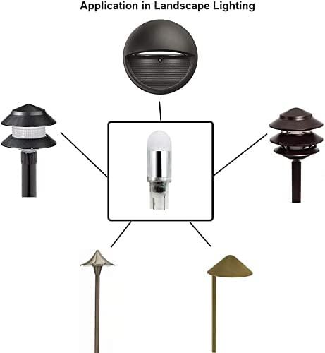 Makergroup Makergroup T5 T10 Wedge Base LED Light Bulbs 12VAC/DC 1Watt Warm White 2700K-3000K for Outdoor Landscape Lighting Deck Stair Step Path Lights and RV Travel Tailer Lights 6-Pack