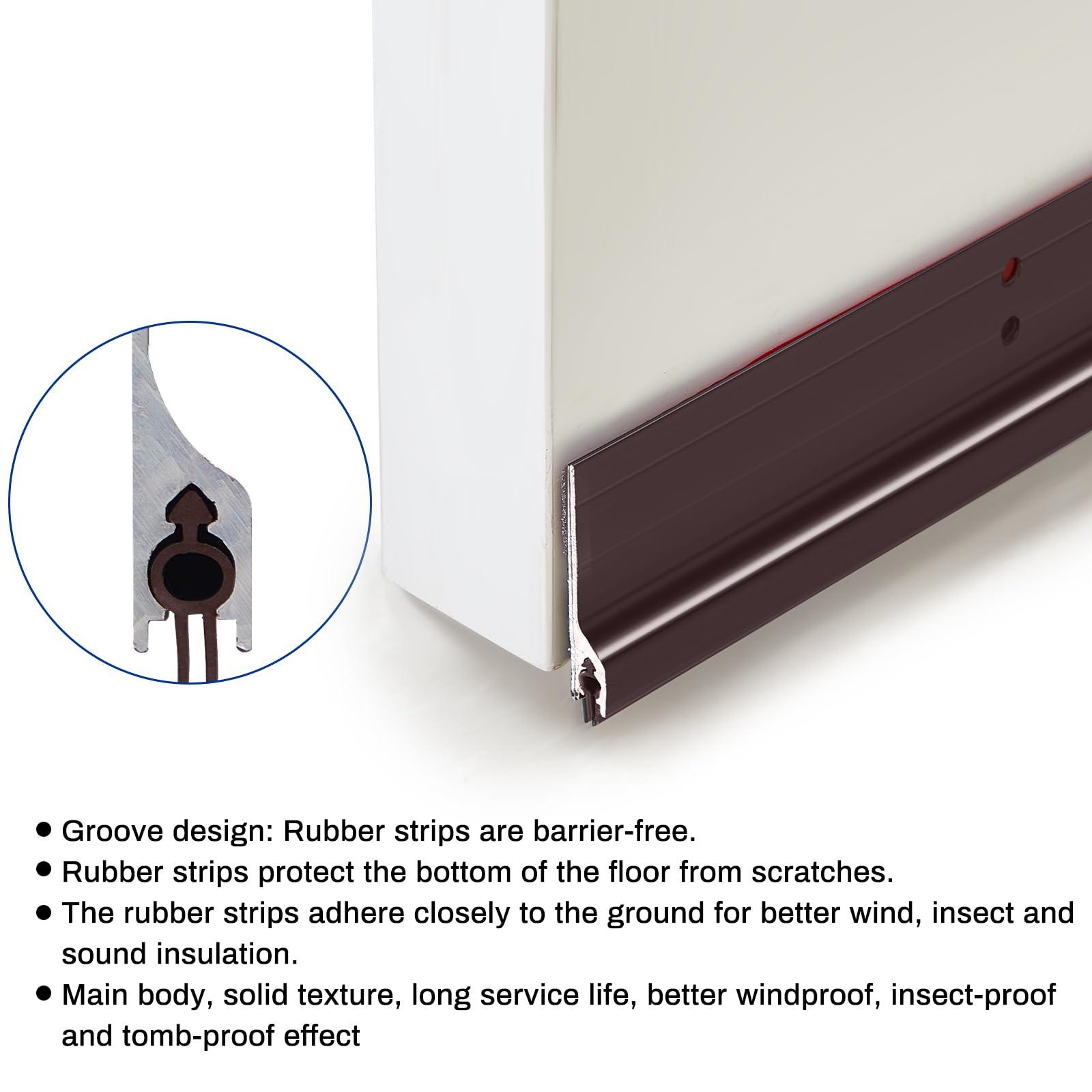 Gisafai Gisafai 2 Pcs Metal Door Draft Stopper Mouse Stopper Aluminum Mice Seal Strip Rodent Proof Door Sweep to Keep out Mice Mouse Rodents Pests(36 Inches,Brown)