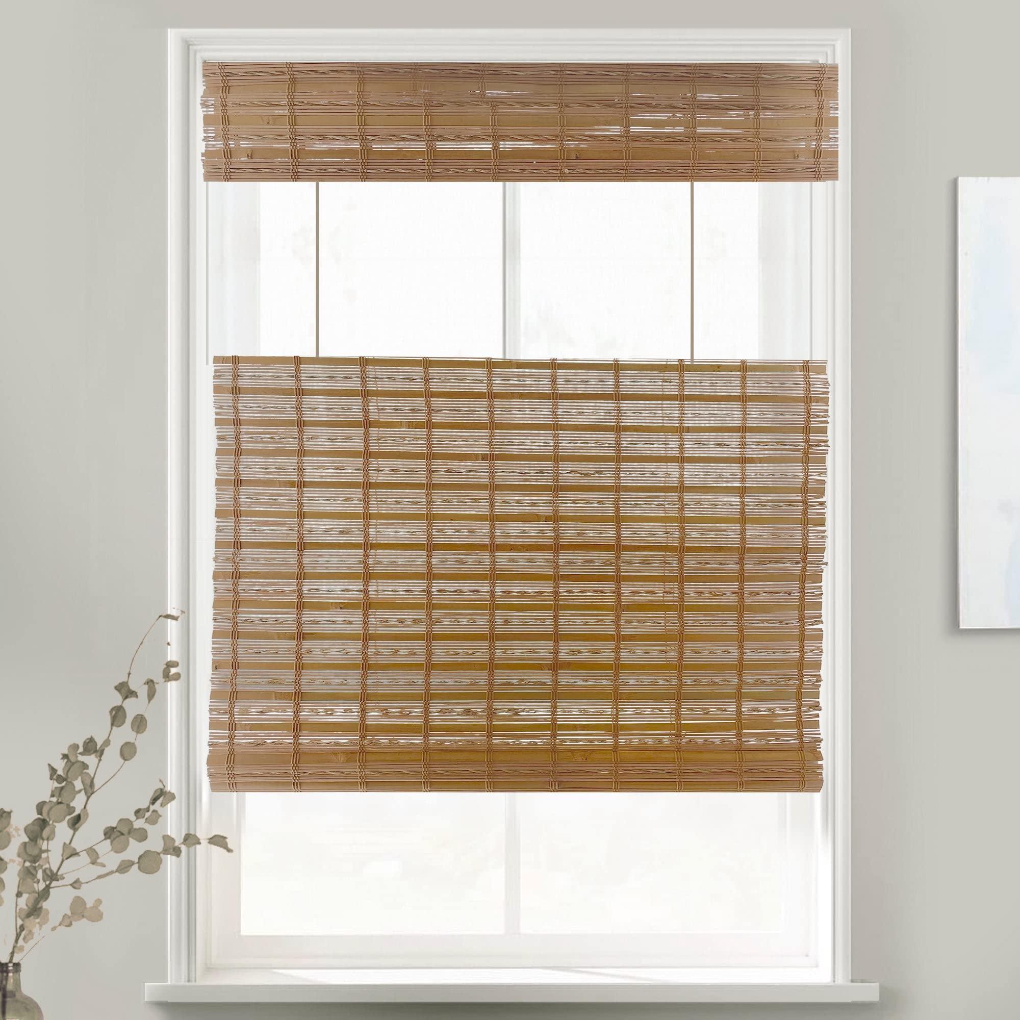 Mood MOOD Custom Bamboo Shades | Twirl | Top Down Bottom Up Cordless | Natural Woven Wood Roman Shades for Windows | Maple Twirl (Sheer) | 28" W x 60" H