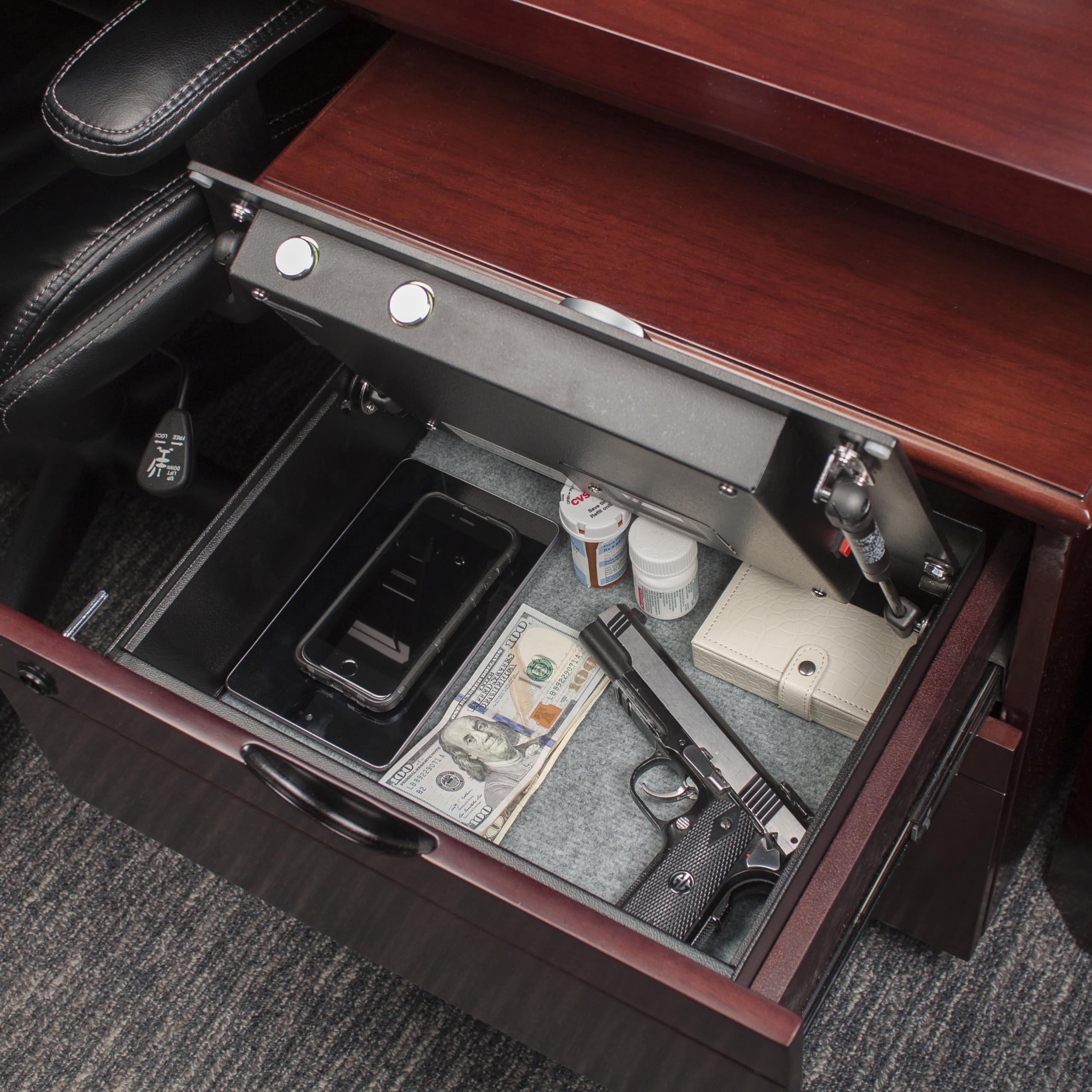 BARSKA BARSKA AX11556 Biometric Fingerprint Top Opening Security Drawer Safe Box 0.23 Cubic Ft, Multi, One Size , Black , 14.75 x 11.25 x 5