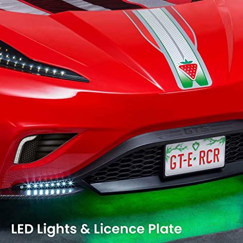 Cilek Cilek GTS EV Twin Race Car Bed, Remote Control, LED Lights, EV Sound FX, Vegan Leather Interior, License Plate, Red