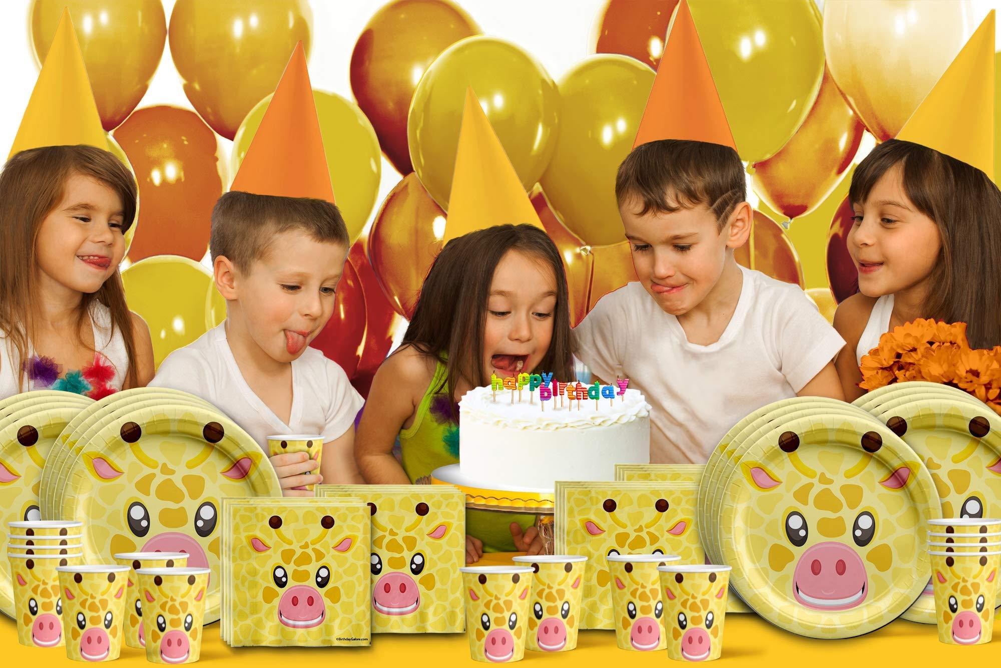 Birthday Galore Giraffe Birthday Party Supplies - Jungle Animal Party Supplies - Zoo Animal Party Supplies - Giraffe Themed Party Supplies | Tableware Set Includes Plates, Napkins and Cups | Kit for 16 Set