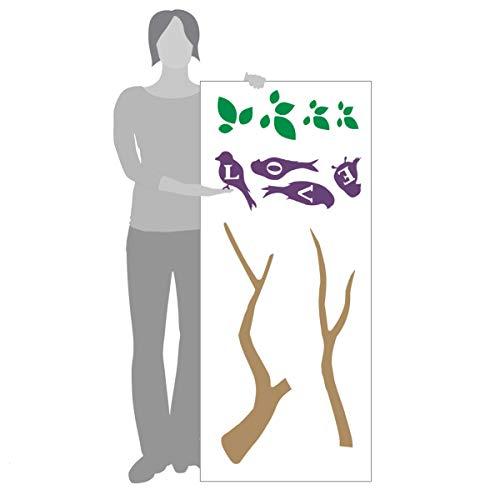 The Decal Guru Love Birds on a Branch Wall Decal (Light Brown & Purple, 37\" (H) X 48\" (W))
