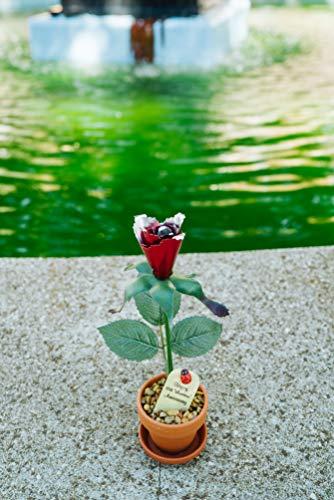 JustPaperRoses JustPaperRoses 10th Year Wedding Anniversary 7 inch Potted Aluminum Desk Rose Flower