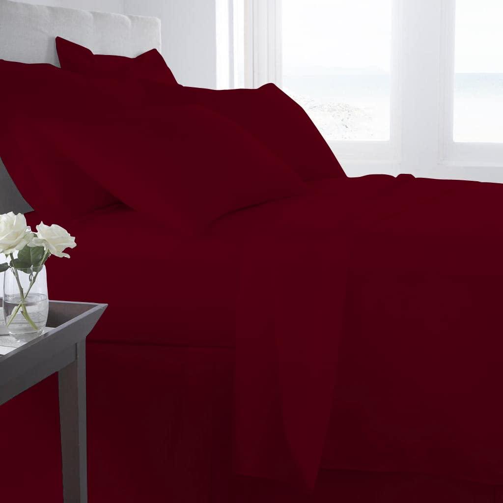 Ashley Mills Ashley Mills 100% Egyptian Cotton 4Pcs Sheets Set TwinXL 800 Thread Count 18\" Deep Pocket Luxury Super Soft Hotel Class TwinXL Size Bed Sheets - Burgundy Solid