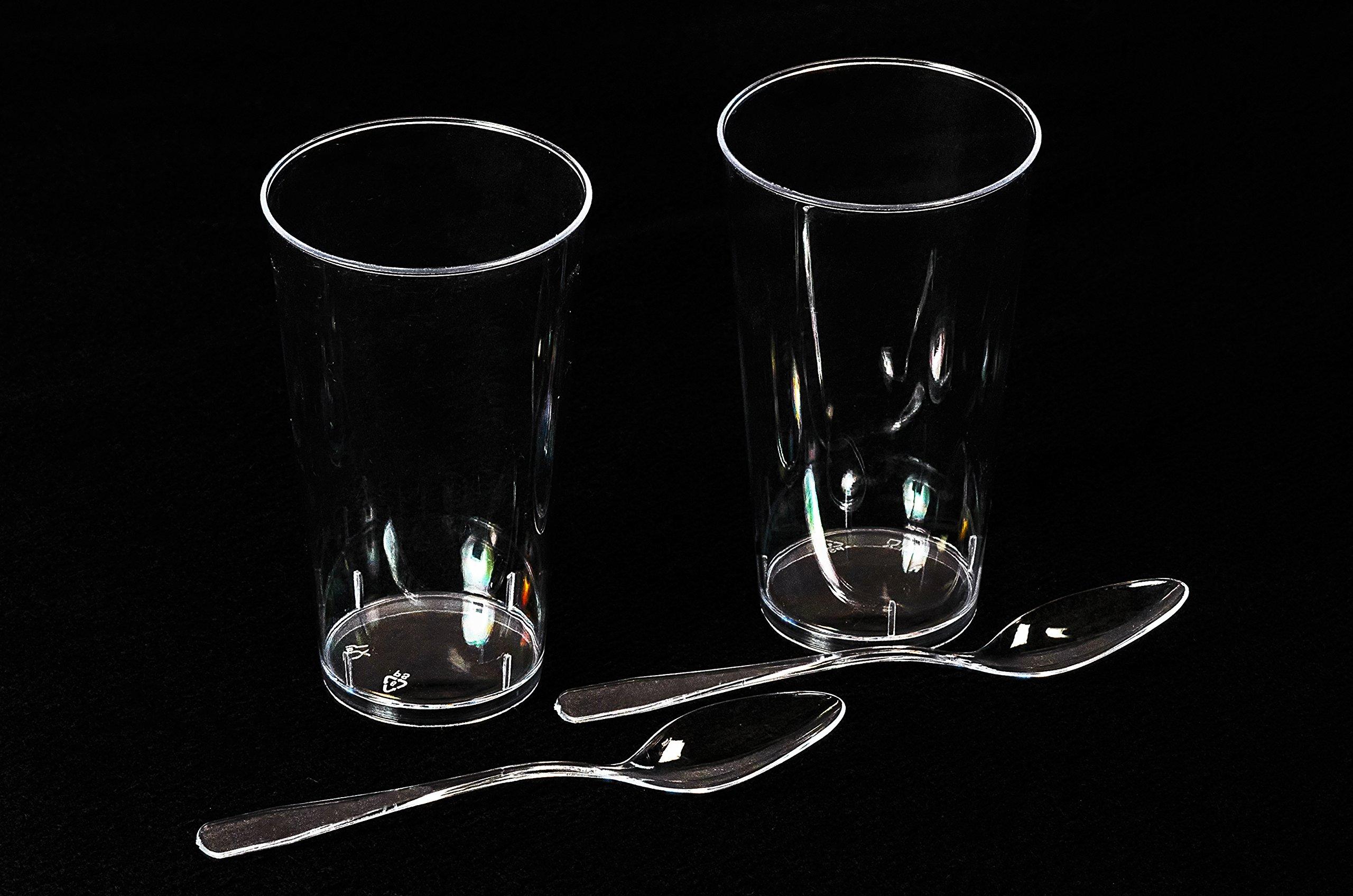 ImpiriLux ImpiriLux 3 oz x 100 ct Dessert Cups with Spoons | Disposable Round Plastic Dessert Shooter Cups, Appetizer Bowls, Shot Glasses, Catering Supplies