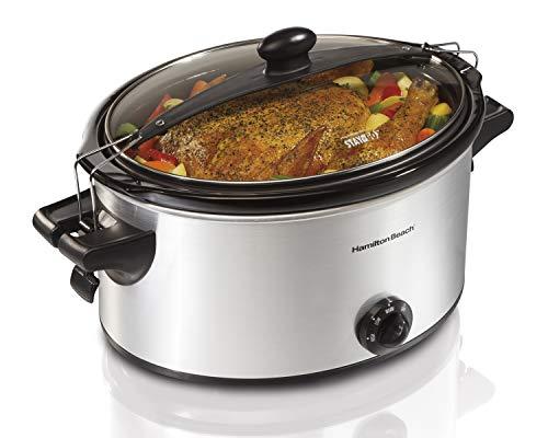 Hamilton Beach Hamilton Beach Stay or Go Portable 6-Quart Slow Cooker With Lid Lock, Dishwasher-Safe Crock, Silver (33262)