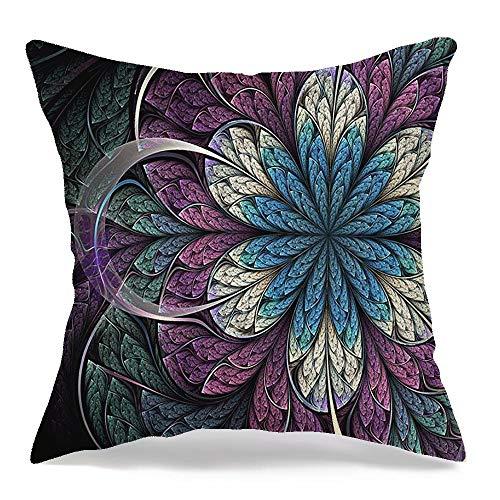 Starojul Decorative Throw Pillow Cover Retro Purple Blue Fractal Banner Flower Dynamic Science Digital Elegant Artwork Abstract Textures Cozy Square Cushion Covers 20 x 20 Inches for Bench Bedding Car