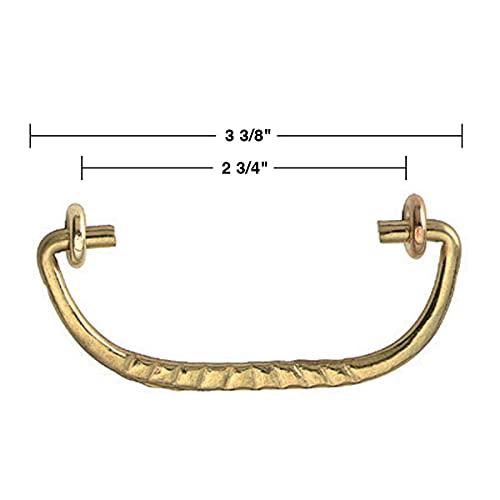 Renovators Supply Manufacturing Renovators Supply Victorian Brass Cabinet Bail Pull 3 3/4 Inches Long Solid Cast Brass Ribbed Style Drop Handle Dresser or Drawer Pulls with Adjustable Boring Includes 2 Eyebolts and 2 Nuts Pack of 2