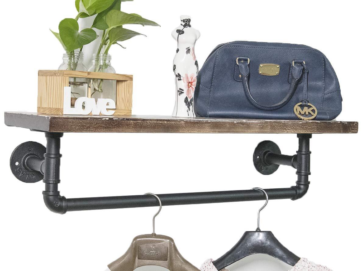 ZYUXUAN Bathroom Pipe Shelves with Towel Bar Industrial Pipe Shelving ,3Tier 24 inch Retro Rustic Farmhouse Pipe Industrial Wall Shelves Bathroom Shelves Over Toilet for Storage