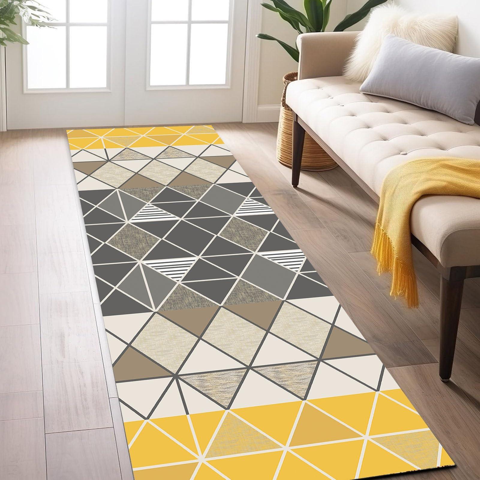 Gaommini Yellow Grey Hallway Carpet Runner Rugs with Rubber Backed Rug Runner Mat Narrow Thick Long Carpet - Length 100cm 1.5m 2m 250cm 300cm 4m 5m 6m Floor Mat (Size : 3.3 ft 6.6 ft)