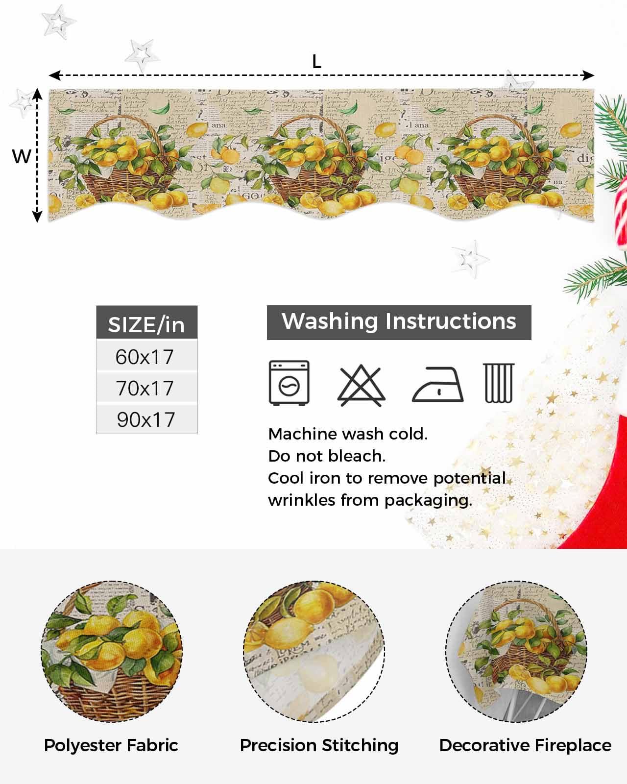 Ocean Party Nature Mantel Scarf for Fireplace 60 x17 Inch Retro Summer Yellow Lemon Fruit Fireplace Mantle Scarves Mantel Cover Runner for Home Living Room Holiday Party Decorations