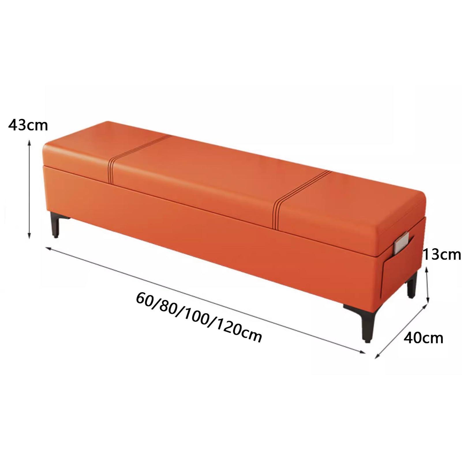 HomeLoft Basics Storage Ottoman Bench Leather Upholstered Bedroom Bench with Large Storage Space Entryway Shoe Bench with Seat Cushion and Metal Legs for Living Room, Hallway