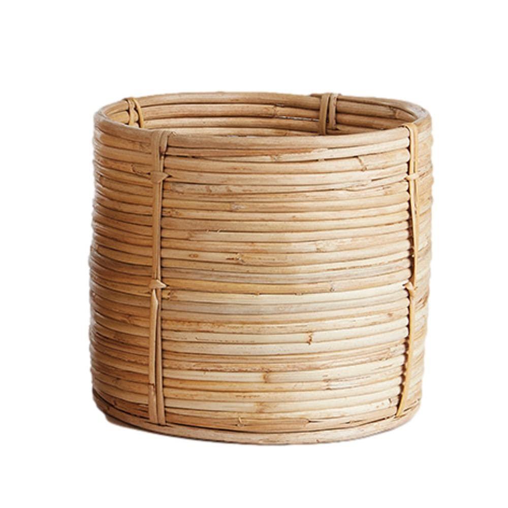 MY SWANKY HOME MY SWANKY HOME Set of 3 Natural Cane Rattan Storage Baskets Round Small 6 8 10 in Coiled