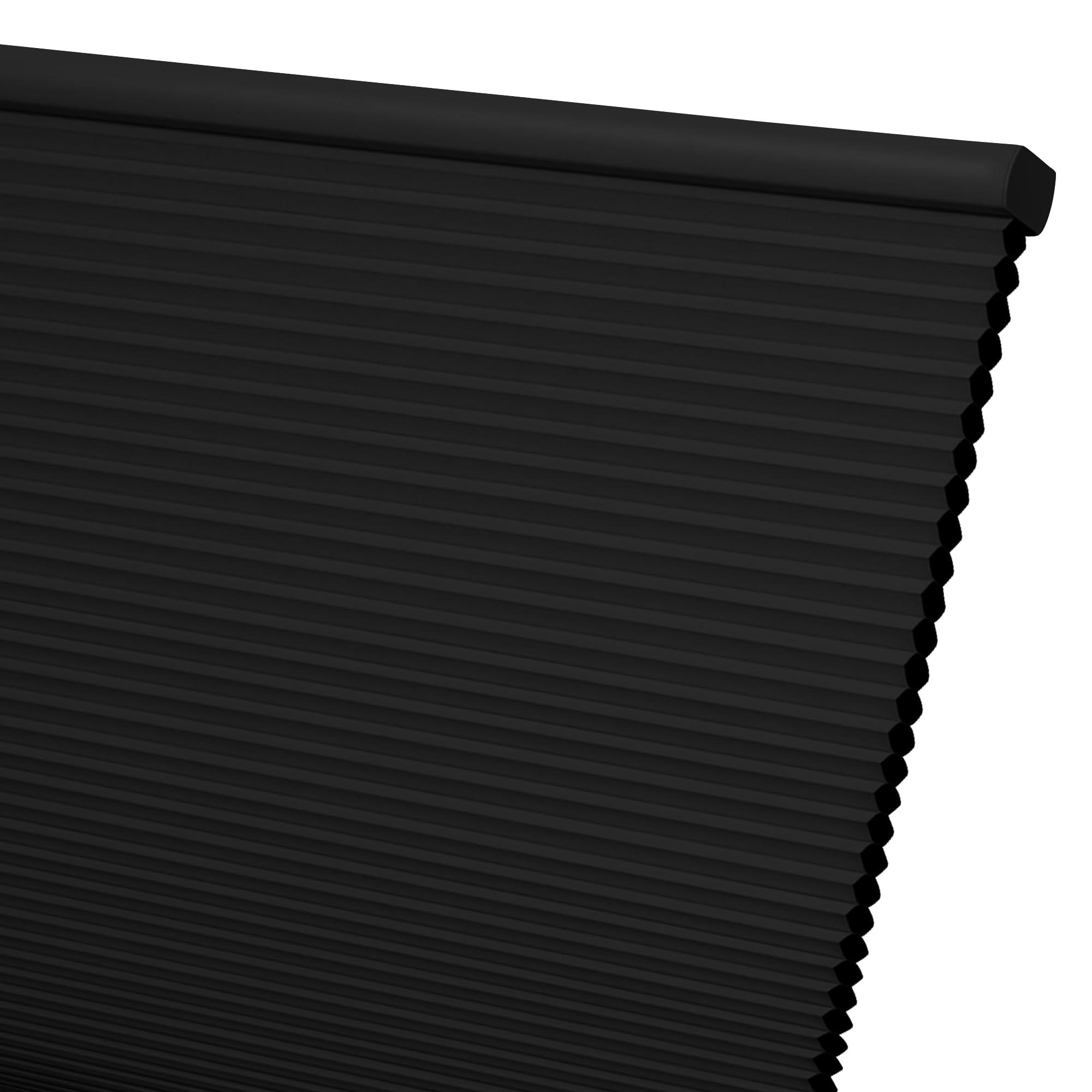 HOTSOON HOTSOON Blackout 1.5" Cell Honeycomb Blinds for Windows Cordless Cellular Shades Hidden Mounting Room Darkening for Home, Office, Black, 60" W x 64" H