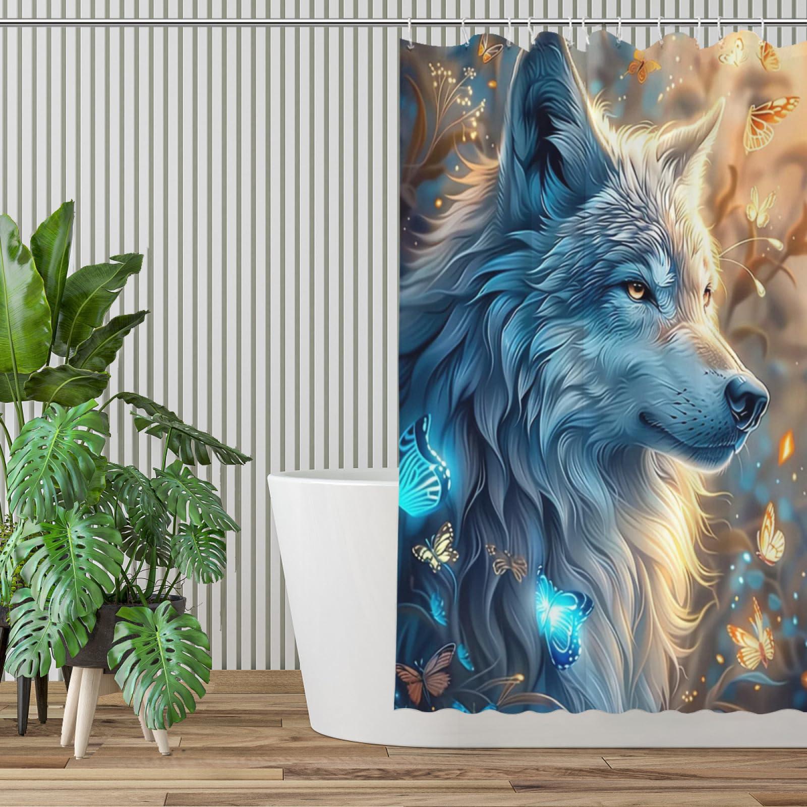Snuqevc Snuqevc Fantasy Wolf Shower Curtain Bathroom Set for Kids Adult, Home Decor Waterproof Fabric Bath Decor 36 x 72 Inch