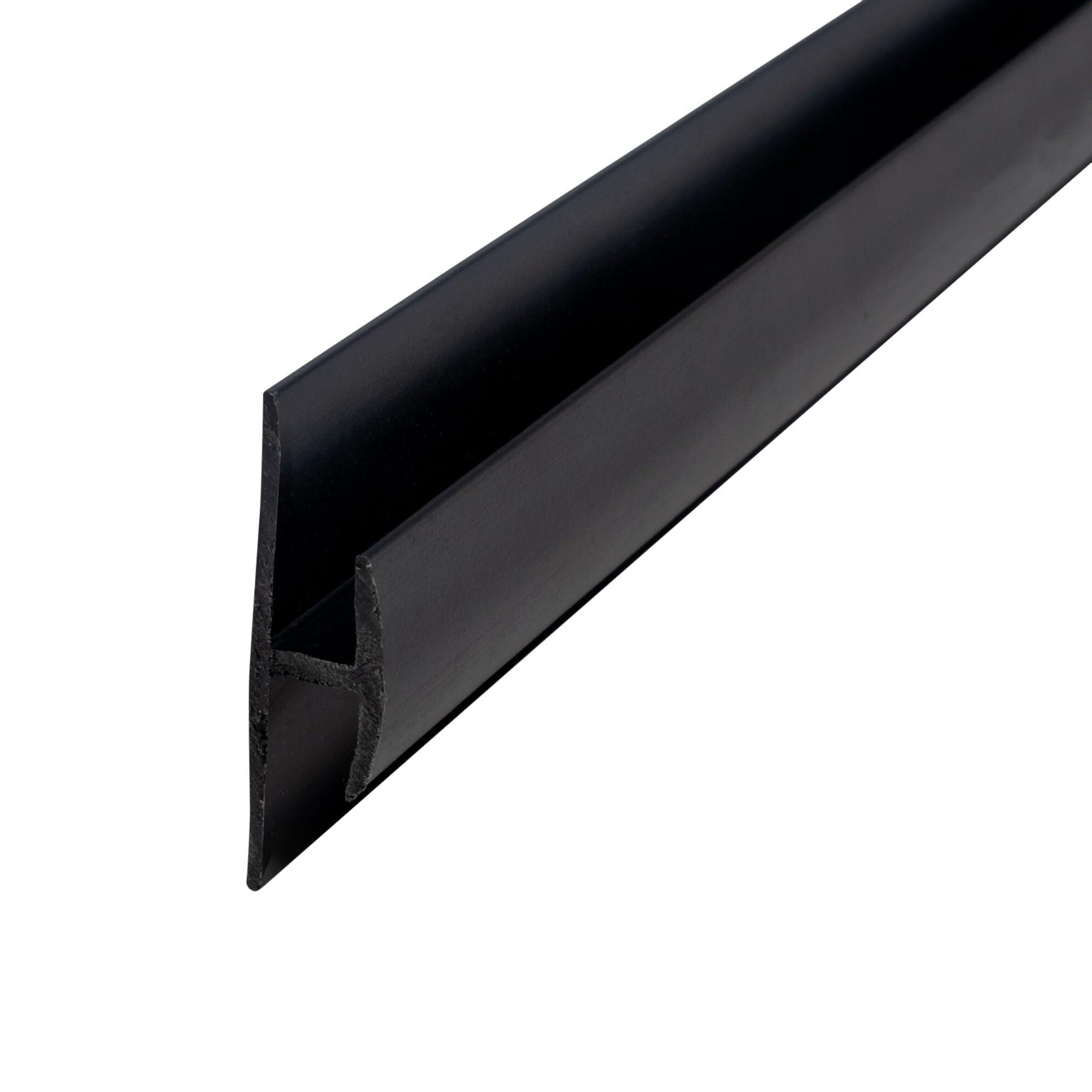 OUTWATER Outwater Plastic H Channel Fits Material 3/16 Inch Thick Black Styrene Divider Moulding with Adhesive 8 Foot Length Pro Pack (Pack of 5, 40 Feet Total)