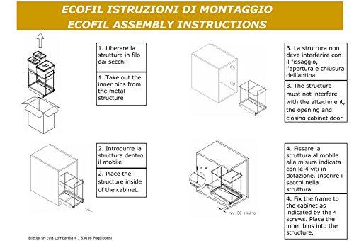 ELLETIPI ELLETIPI Ecofil PF01 34A1 Removable Separate Recycling Bin for Base, Grey, 23 x 45 x 36 cm