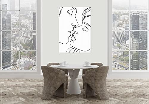 INTALENCE ART INTALENCE ART Couple Kiss Line Drawing Wall Art Decor Modern Minimalist Print on Canvas, 24x32 inches Romantic Lovers Picture Home Decor,Unique Black and White Living Room and Bedroom Poster Decoration. Classic Wrapped Artwork. Easy and Ready to Hang