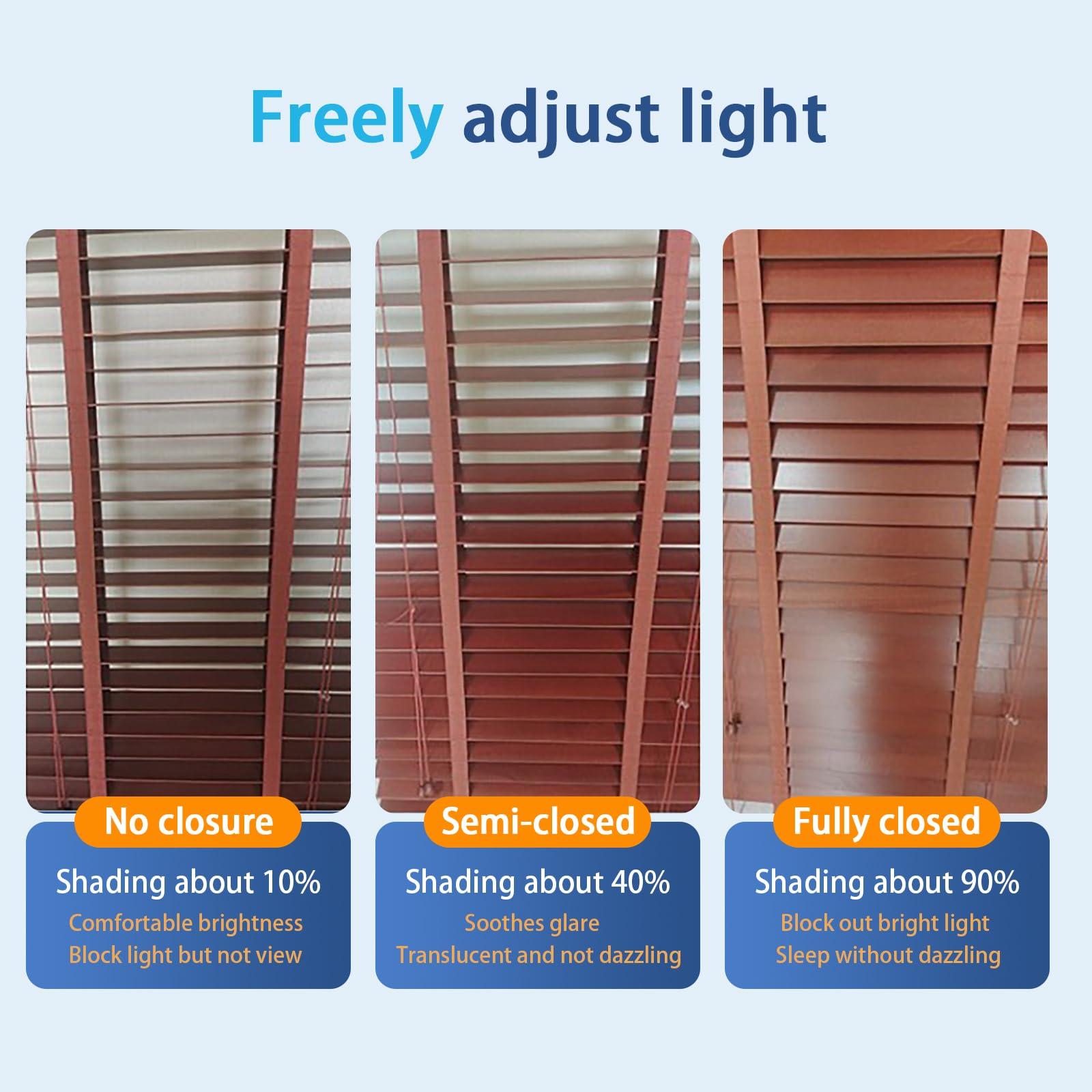 FERFXN Wood Blinds Faux Blinds Cordless Horizontal Venetian Blinds Faux Wood Blinds Light Filtering Blinds for Windows Room Darkening Blinds,Blinds & Shades for Window-90x90cm/35.4x35.4in(WxH)