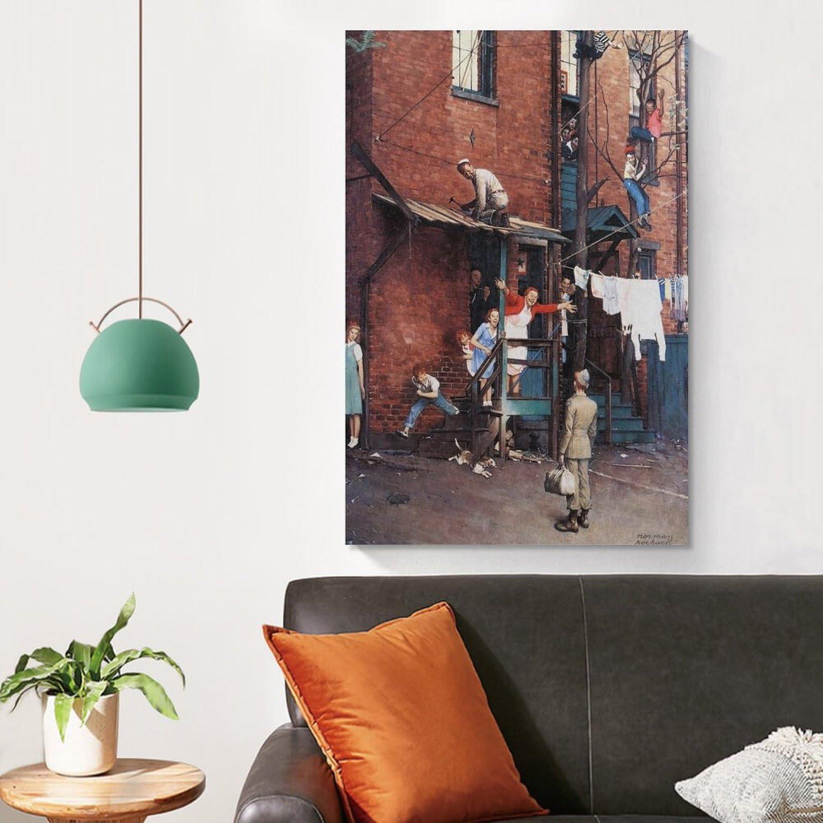 GERRIT Homecoming G.I. by Norman Rockwell Poster Canvas Wall Art Poster For Room Aesthetic And DecorCanvas Painting Posters And Prints Wall Art Pictures for Living Room Bedroom Decor 20x30inch(50x75cm) Unfr