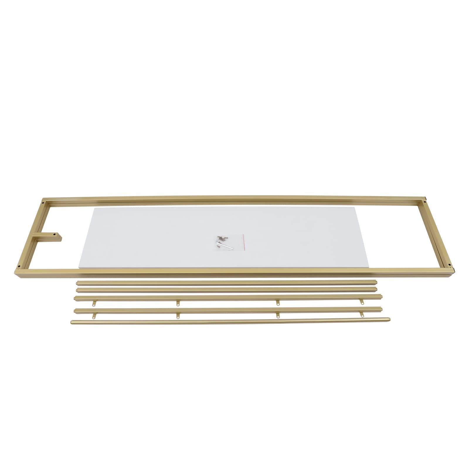 OSKOE 75"Retail Gold Clothing Racks with Shelves,Boutiques Garment Rack Wedding Dress Display Rack Metal Clothes Rack Heavy Duty Commercial Floor Standing Closet Hanging Rod Shoes Bag Clothes Organizer ( Co