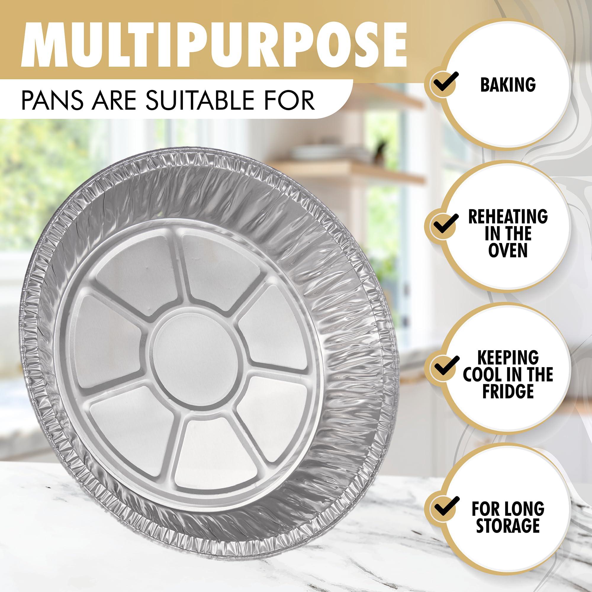 DOBI 9\" Pie Pans [30 Pack] - Heavy Duty Standard-Sized Disposable Aluminum Foil Pie Tins for Baking and Serving