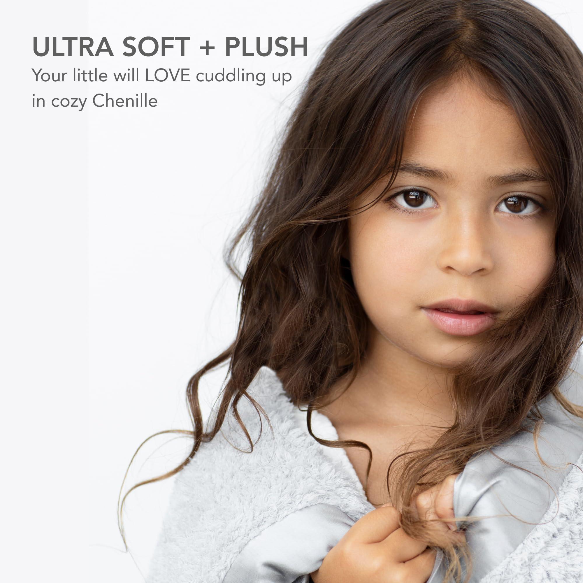 Little Giraffe Little Giraffe Baby Blanket - Chenille Soft Blanket with Satin Trim - Baby Stroller Blanket - Newborn Baby Essentials & Gifts - 29\" x 35\" - Silver