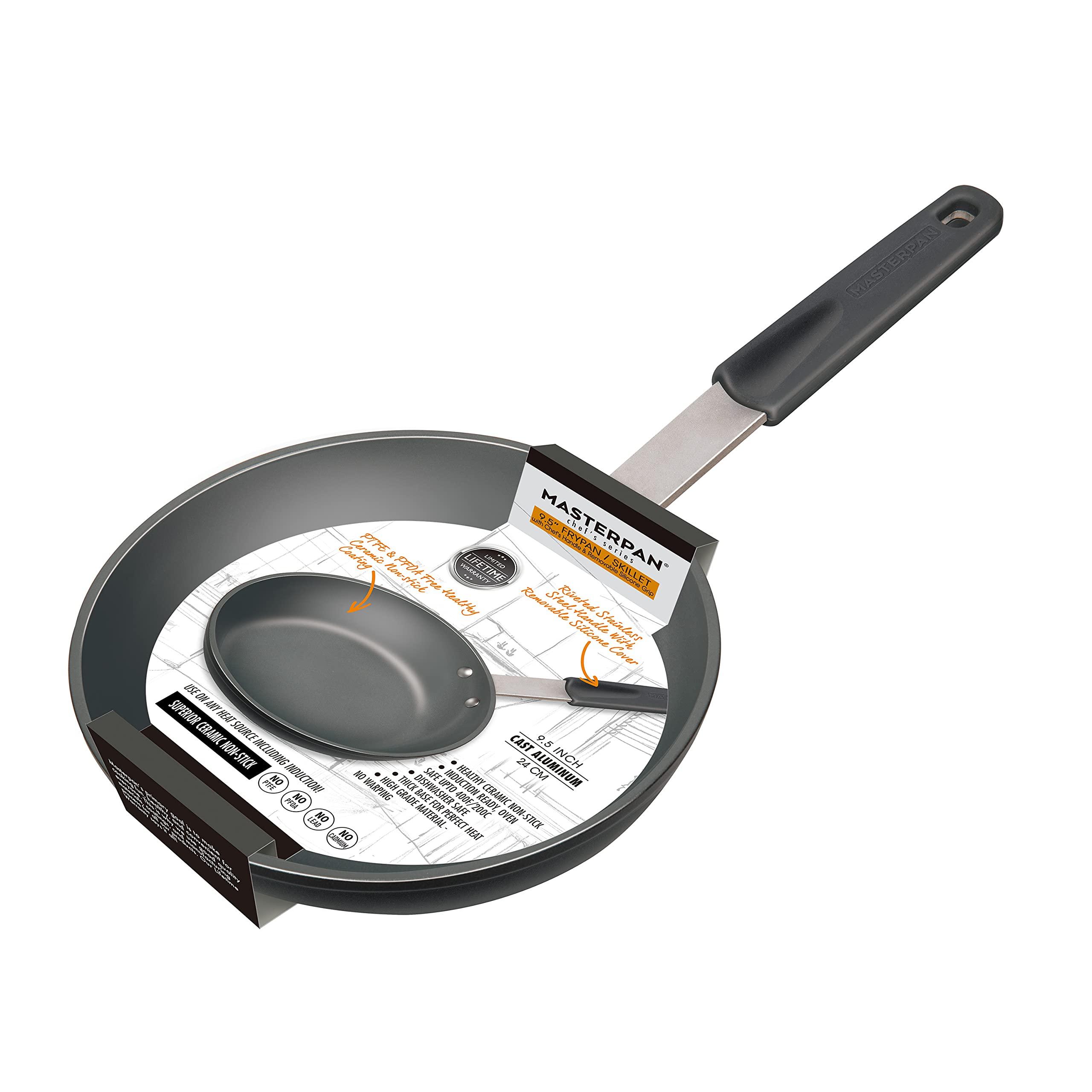 MASTERPAN Masterpan Non Stick Frying Pan 24cm | Induction Frying Pan | Non Toxic Cookware | Camping Frying Pan | Healthy Ceramic Frying Pan | Perfect as Egg Pan or Omelette Pan | Deep Frying Pan for All Hobs