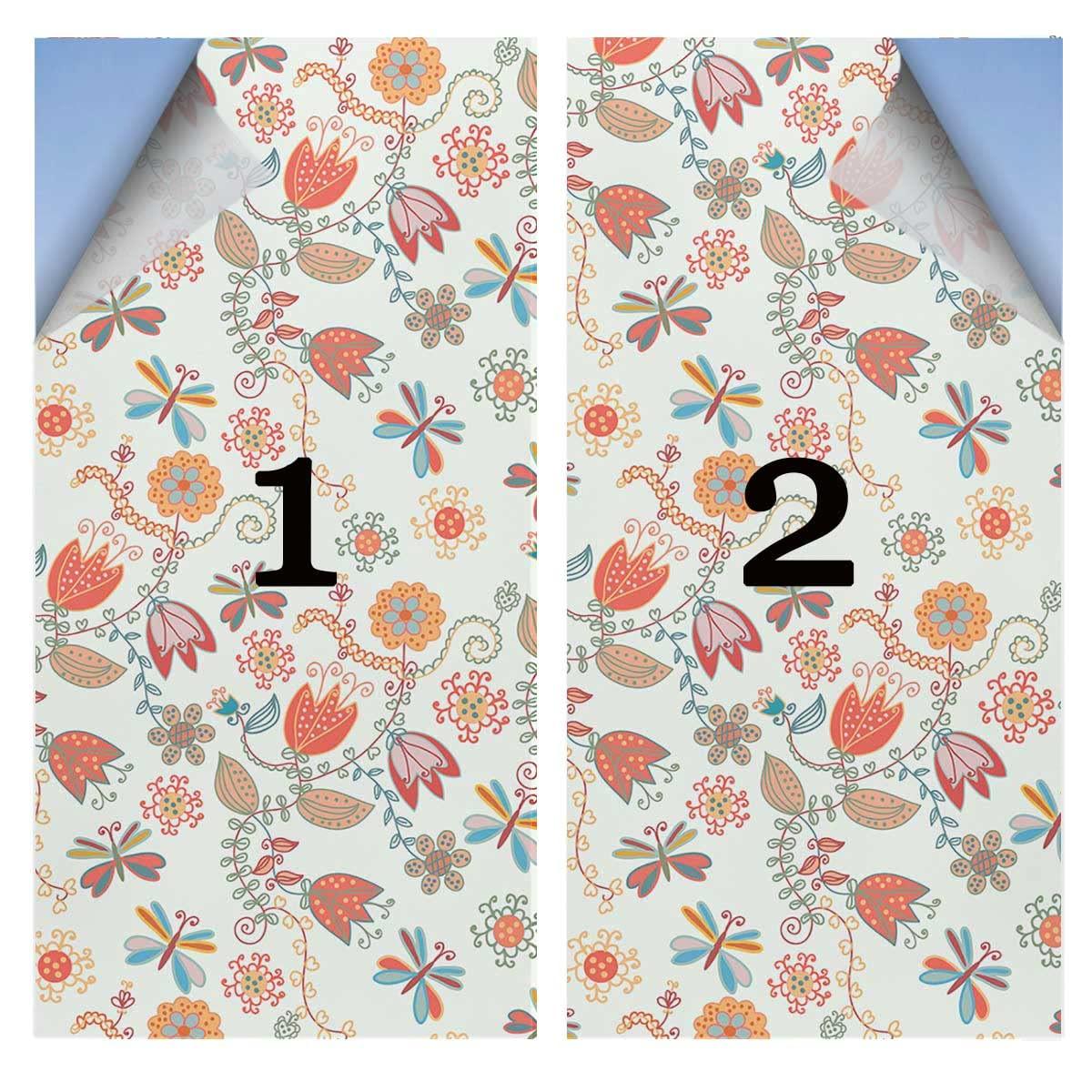 JIXIRUY Window Film Sun Blocking Floral Ornate Removable Static Decorative Privacy Window Films