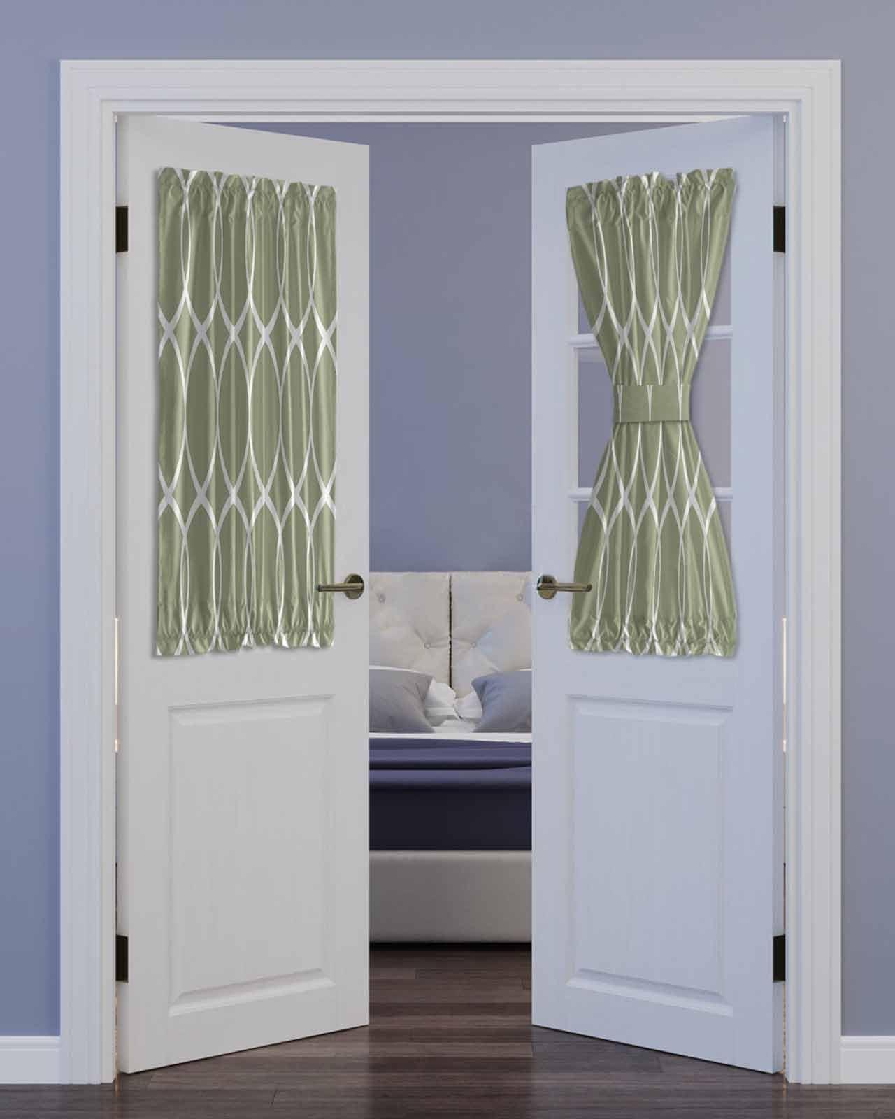 ZOE GARDEN Contemporary Sage Green, Blackout Door Curtains for French, Glass,Front, Back, Patio Door, Thermal Insulated Rod Pocket Window Curtain Drapes With Tiebacks, Geometric Abstract Morocco Plaid 54"x40"