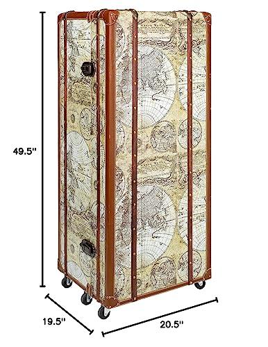 Design Toscano Design Toscano Italian-Style World Map Cocktail Bar Steamer Trunk, 49.5 Inch, full color
