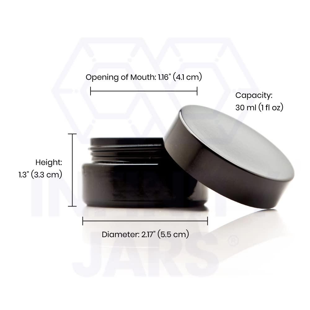 Infinity Jars Infinity Jars Screw Top Jar 30 Ml (1 fl oz) Black Ultraviolet Refillable Cosmetic Style Travel Bottles Glass Jar Empty Cosmetic Lotion Containers for DIY Beauty products, Creams or Ointment Sample