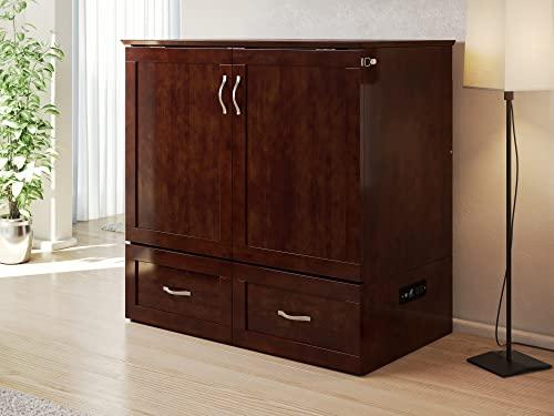 AFI AFI Hamilton Twin XL Murphy Bed Chest with Mattress, Storage, and Built-in Charger in Walnut