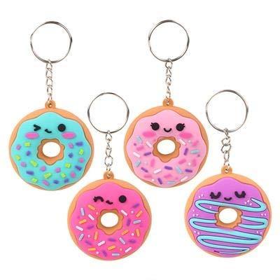 Shop Zoombie 2.25 Inch Donut Face Keychains -12 Pk - Party Favor, Accessory, Goody Bags, Prizes, Pinatas, Carnivals