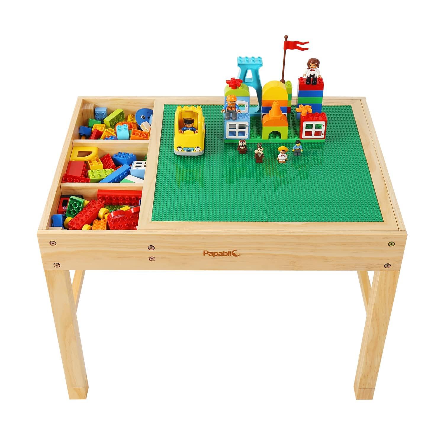 Papablic Papablic 2 in 1 Kid Activity Table with Large Storage for Older Kids Compatible with Lego Building Block for Boys Girls