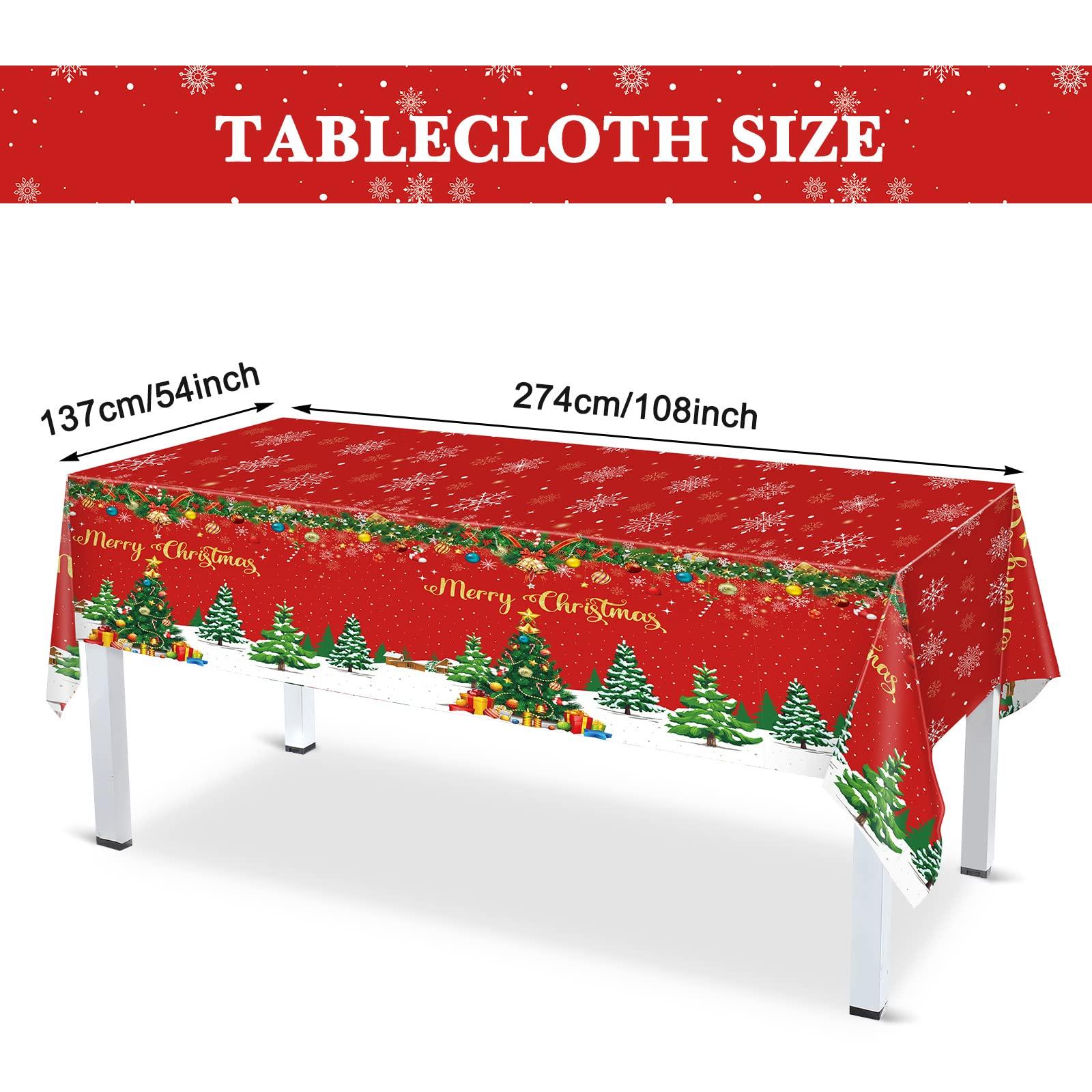 Tiamon Christmas Party Supplies Tableware Set Xmas Party Decoration Christmas Tree Paper Plates Napkins Snowflakes Tablecloths Merry Christmas Banner Holiday Disposable Dinnerware Serves 24 Guests